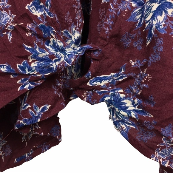 ANGIE Kimono Wrap Asymmetrical Floral Boho Oversized Burgundy Navy Size Medium - Picture 8 of 11